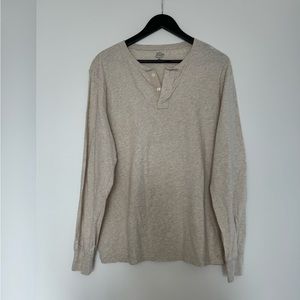 J. Crew Broken In Henley Oatmeal Long Sleeve T-Shirt